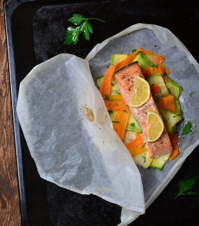 Légumes et saumons